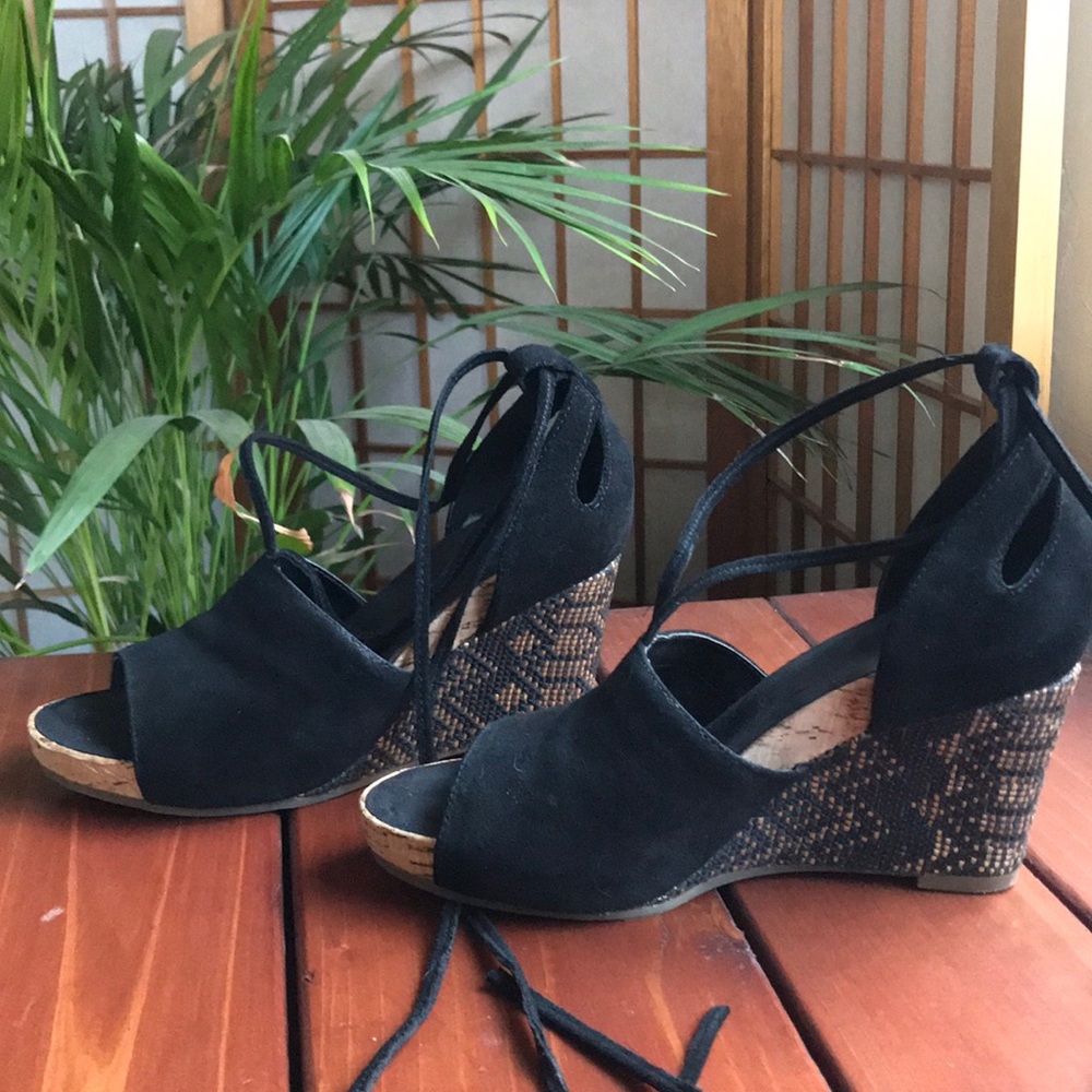 Lace Up Suede Wedges
